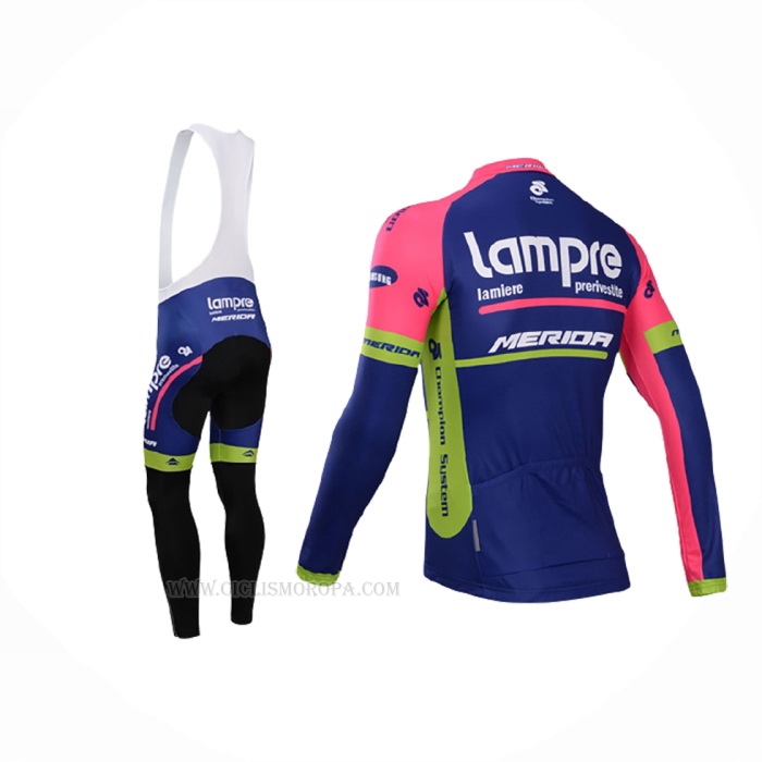 2014 Ropa Ciclismo Lampre Merida Rosa Azul Mangas Largas y Culotte Lunga